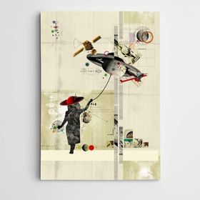 Dekolata Kız Çocuğu ve Ufo Modern Sanat 60x85 cm Kanvas Tablo