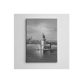 Dekolata Kız Kulesi Siyah Beyaz Mini 60x85 cm Kanvas Tablo