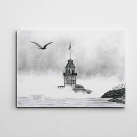 Dekolata Kız Kulesi ve Martı 35x50 cm Kanvas Tablo
