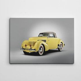 Dekolata Klasik Sarı Araba Retro 35x50 cm Kanvas Tablo