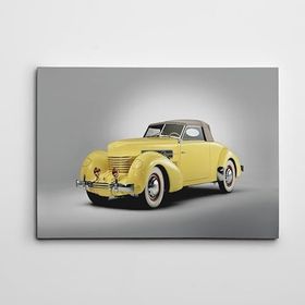 Dekolata Klasik Sarı Araba Retro 85x120 cm Kanvas Tablo