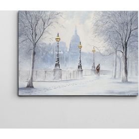 Dekolata Lambalar ve Karlı Yol 40x60 cm Kanvas Tablo