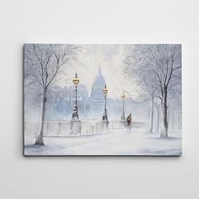 Dekolata Lambalar ve Karlı Yol 50x70 cm Kanvas Tablo