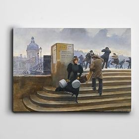 Dekolata Merdivende Kovalı Kadın 60x85 cm Kanvas Tablo