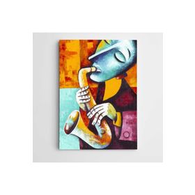 Dekolata Müzisyen Saksafon Modern Sanat 50x70 cm Kanvas Tablo