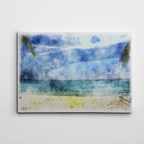 Dekolata Palmiyeler ve Deniz 35x50 cm Kanvas Tablo