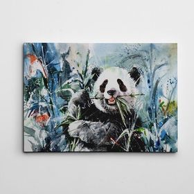 Dekolata Panda Suluboya 30x40 cm Kanvas Tablo