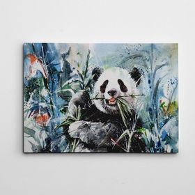 Dekolata Panda Suluboya 35x50 cm Kanvas Tablo