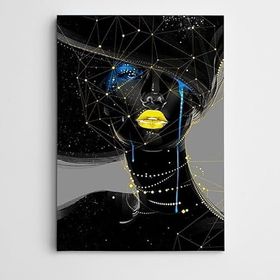 Dekolata Portre Yıldızlar ve Saçlar Modern 40x60 cm Kanvas Tablo