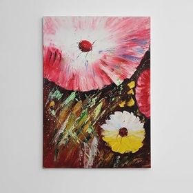 Dekolata Rengarenk Çiçekler Yağlıboya Reprodüksiyon 60x85 cm Kanvas Tablo