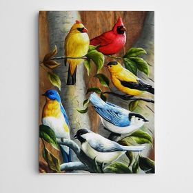 Dekolata Renkler Kuşlar Modern Sanat 30x40 cm Kanvas Tablo