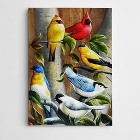Dekolata Renkler Kuşlar Modern Sanat 40x60 cm Kanvas Tablo