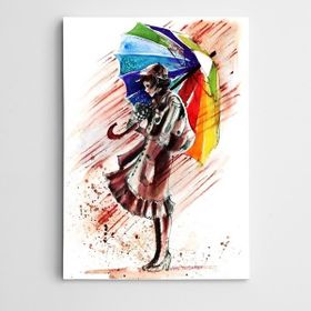 Dekolata Renkler Şemsiye Modern Sanat 30x40 cm Kanvas Tablo