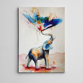 Dekolata Renkler ve Fil Mini 20x30 cm Kanvas Tablo