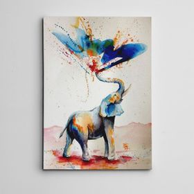 Dekolata Renkler ve Fil Mini 20x30 cm Kanvas Tablo