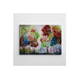 Dekolata Renkli Ağaçlar SuluBoya 40x60 cm Kanvas Tablo