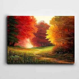 Dekolata Renkli Ağaçlar Ve Orman 70x100 cm Kanvas Tablo
