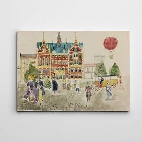 Dekolata Renkli Cadde Suluboya Mini 30x40 cm Kanvas Tablo