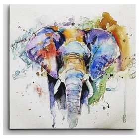 Dekolata Renkli Fil Kare 50x50 cm Kanvas Tablo