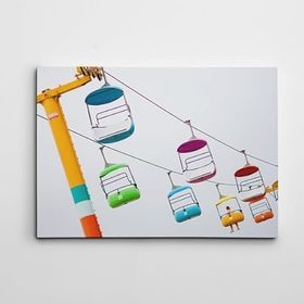 Dekolata Renkli Teleferik 40x60 cm Kanvas Tablo