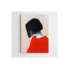 Dekolata Saçlar ve Kırmızı Modern Sanat 35x50 cm Kanvas Tablo