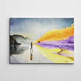Dekolata Sahil ve Kız Mini 35x50 cm Kanvas Tablo