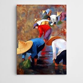 Dekolata Şapkalı İnsanlar 85x120 cm Kanvas Tablo