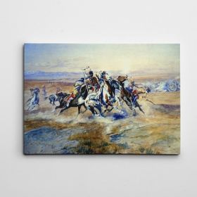Dekolata Savaş ve Atlar 100x140 cm Kanvas Tablo