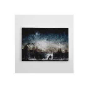 Dekolata Şehir Adam ve Yıldızlar 60x85 cm Kanvas Tablo