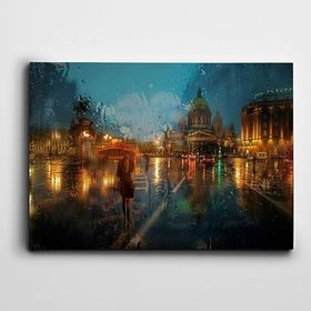 Dekolata Şehir ve Yağmur 50x70 cm Kanvas Tablo