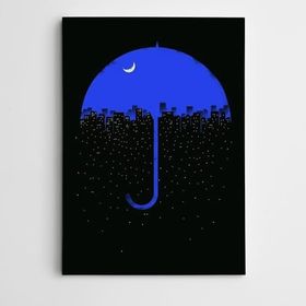 Dekolata Şemsiye ve Gökdelenler Modern Sanat 25x35 cm Kanvas Tablo
