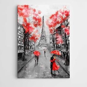Dekolata Şemsiyeler ve Paris Modern Sanat 30x40 cm Kanvas Tablo