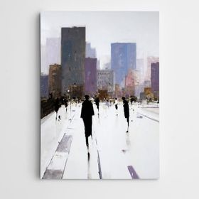 Dekolata Silüetler ve Şehir Modern Sanat 70x100 cm Kanvas Tablo
