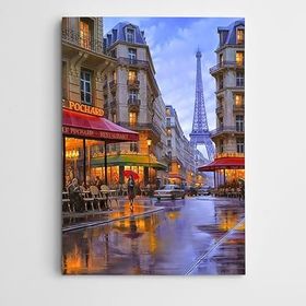 Dekolata Sokak Araba Ve İnsanlar 100x140 cm Kanvas Tablo