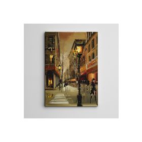 Dekolata Sokak Lambası ve Şehir 35x50 cm Kanvas Tablo