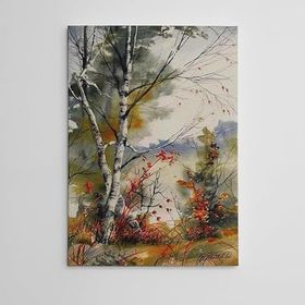 Dekolata Sonbahar Kızıl Yapraklar 20x30 cm Kanvas Tablo