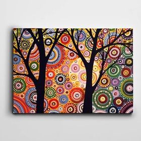 Dekolata Soyut Ağaç Dallar Halkalar 70x100 cm Kanvas Tablo