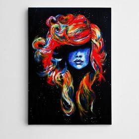 Dekolata Soyut Portre ve Saçlar Modern Sanat 40x60 cm Kanvas Tablo