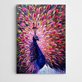 Dekolata Tavus Kuşu Pembe Tonlar 25x35 cm Kanvas Tablo