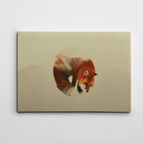 Dekolata Tilki ve Dağ 30x40 cm Kanvas Tablo