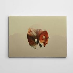 Dekolata Tilki ve Dağ 70x100 cm Kanvas Tablo