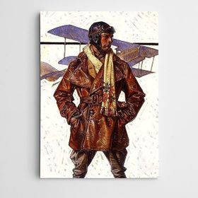 Dekolata Uçak ve Pilot Modern Sanat 50x70 cm Kanvas Tablo