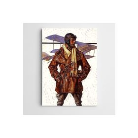 Dekolata Uçak ve Pilot Modern Sanat 60x85 cm Kanvas Tablo
