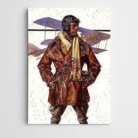 Dekolata Uçak ve Pilot Modern Sanat 60x85 cm Kanvas Tablo