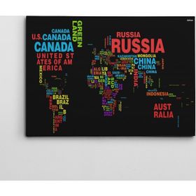 Dekolata Ülkeler Dünya Haritası 50x70 cm Kanvas Tablo