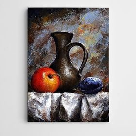 Dekolata Vazo Elma Ve Erik 40x60 cm Kanvas Tablo