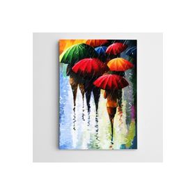 Dekolata Yağmur ve Şemsiyeler Modern Sanat 35x50 cm Kanvas Tablo