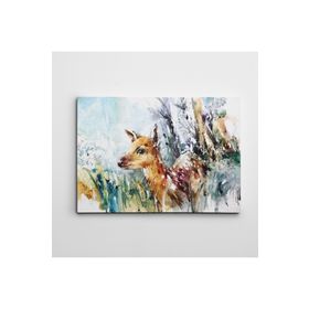 Dekolata Yavru Geyik Suluboya 85x120 cm Kanvas Tablo
