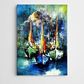 Dekolata Yelkenliler ve Cami 25x35 cm Kanvas Tablo