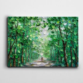 Dekolata Yeşil Ağaçlar Yağlıboya Reprodüksiyon 35x50 cm Kanvas Tablo